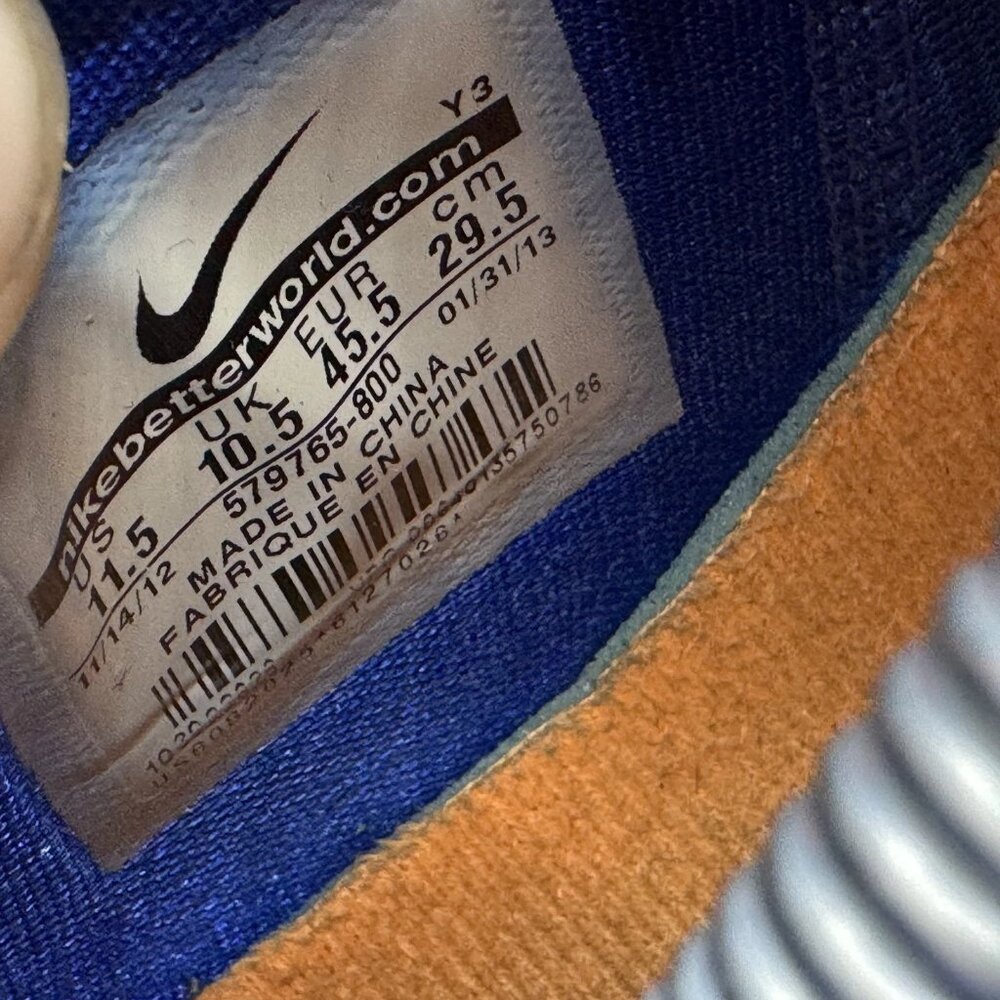 Size - 11.5 Nike Air Max LeBron 10 Low Orange Blue Mens Sneakers 579765-800 - Picture 11 of 11